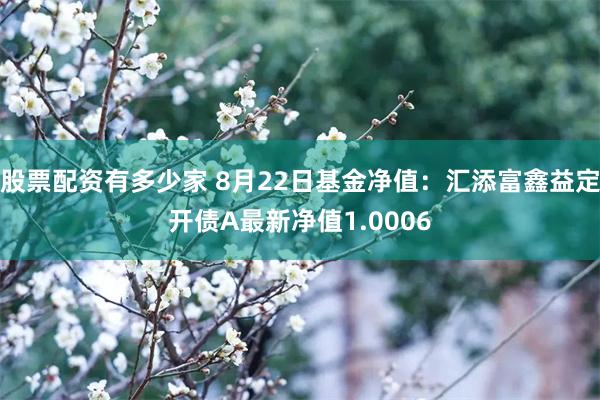 股票配资有多少家 8月22日基金净值：汇添富鑫益定开债A最新净值1.0006