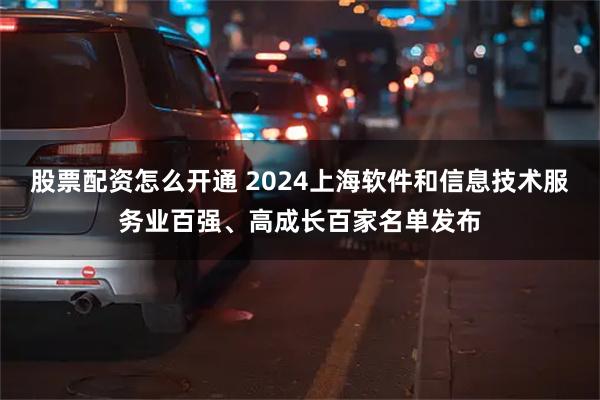 股票配资怎么开通 2024上海软件和信息技术服务业百强、高成长百家名单发布