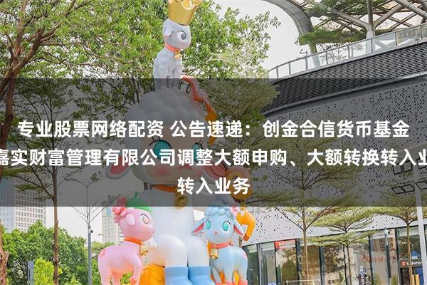 专业股票网络配资 公告速递：创金合信货币基金在嘉实财富管理有限公司调整大额申购、大额转换转入业务